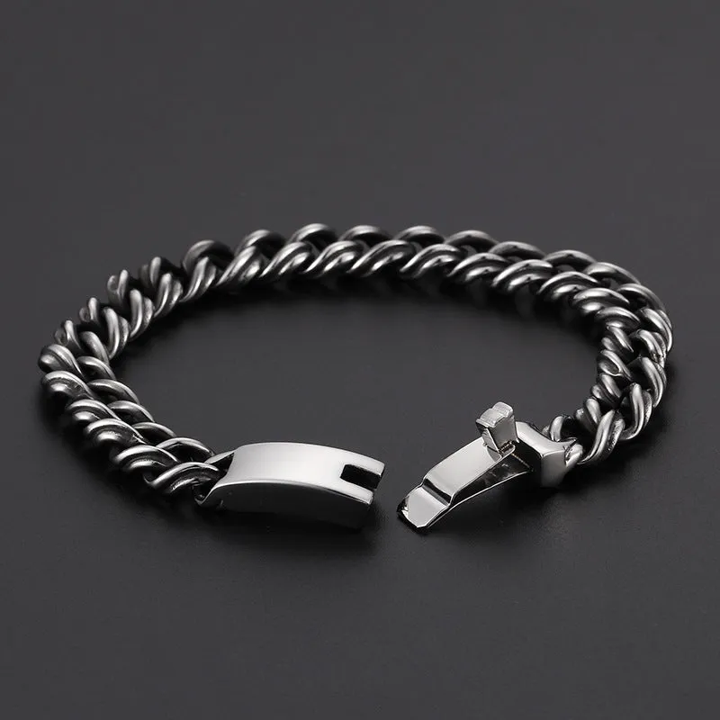 Trendy Punk Style Titanium Steel Men's Bracelet - European and American Fashion Jewelry