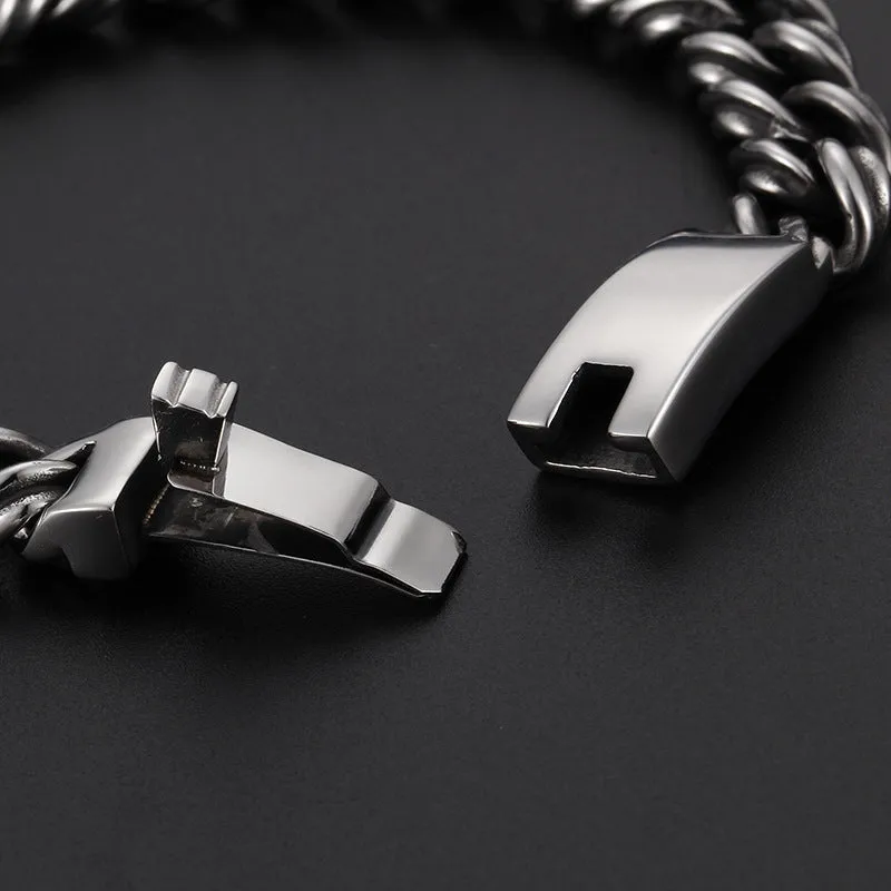 Trendy Punk Style Titanium Steel Men's Bracelet - European and American Fashion Jewelry