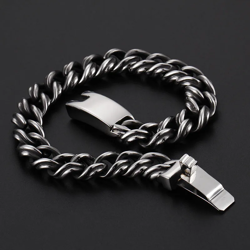 Trendy Punk Style Titanium Steel Men's Bracelet - European and American Fashion Jewelry