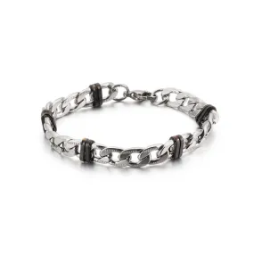 Trendy Titanium Steel Men's Bracelet - Creative Stainless Steel Flat Chain Design