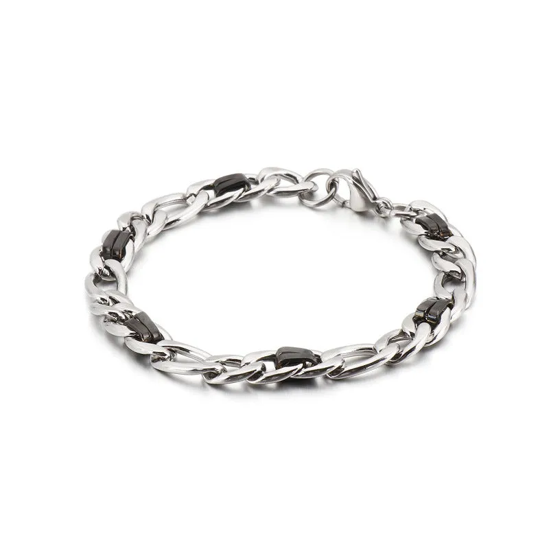 Trendy Titanium Steel Men's Bracelet - Creative Stainless Steel Flat Chain Design