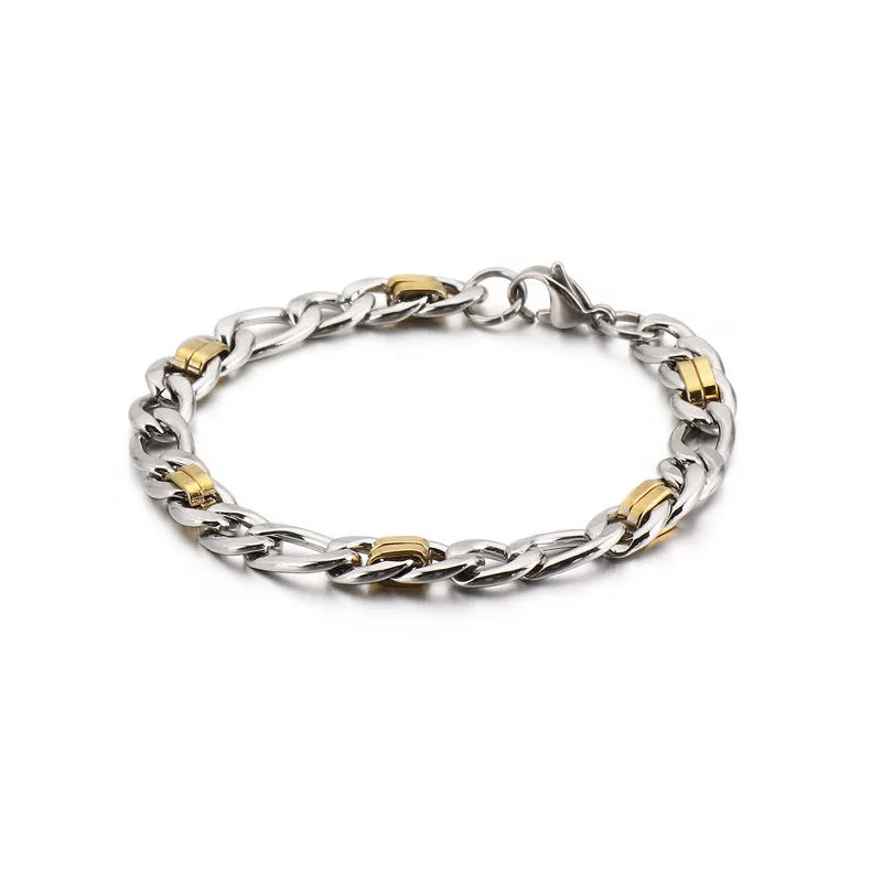 Trendy Titanium Steel Men's Bracelet - Creative Stainless Steel Flat Chain Design