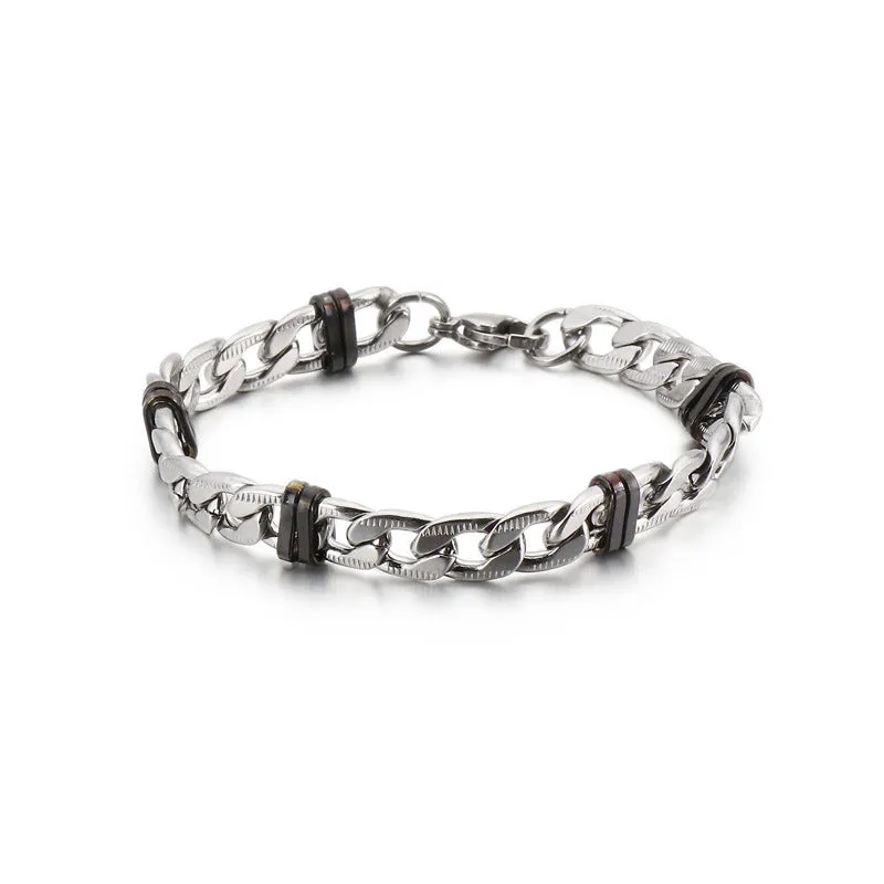 Trendy Titanium Steel Men's Bracelet - Creative Stainless Steel Flat Chain Design