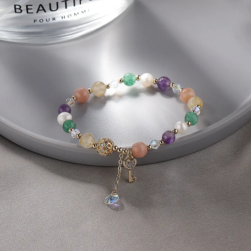 Vibrant Crystal Bracelet with Sterling Silver and Lavender Amethyst