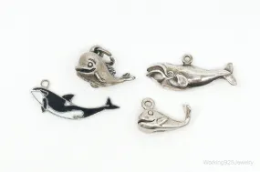 Vintage Antique Whales Sterling Silver Charms Lot