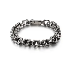 Vintage Geometric Titanium Steel Bracelet with Retro Print for Men