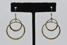 Vintage Gold Tone Sterling Silver Hammered Interlocking Hoop Earrings