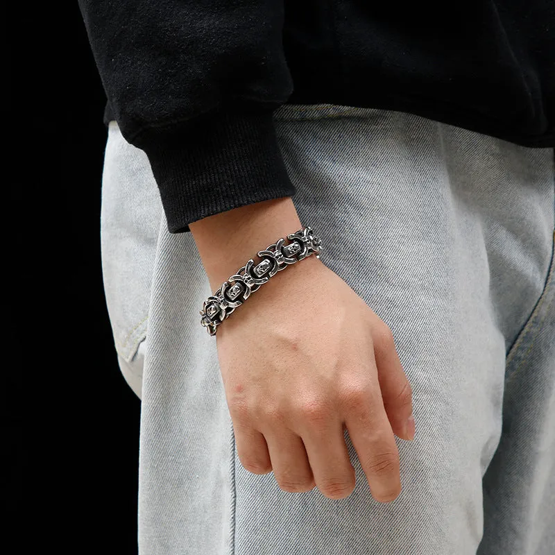 Vintage-Inspired Skull Design Titanium Steel Bracelet for Men - European and American Hipster Style