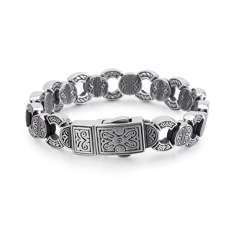 Vintage-Inspired Skull Design Titanium Steel Bracelet for Men - European and American Hipster Style