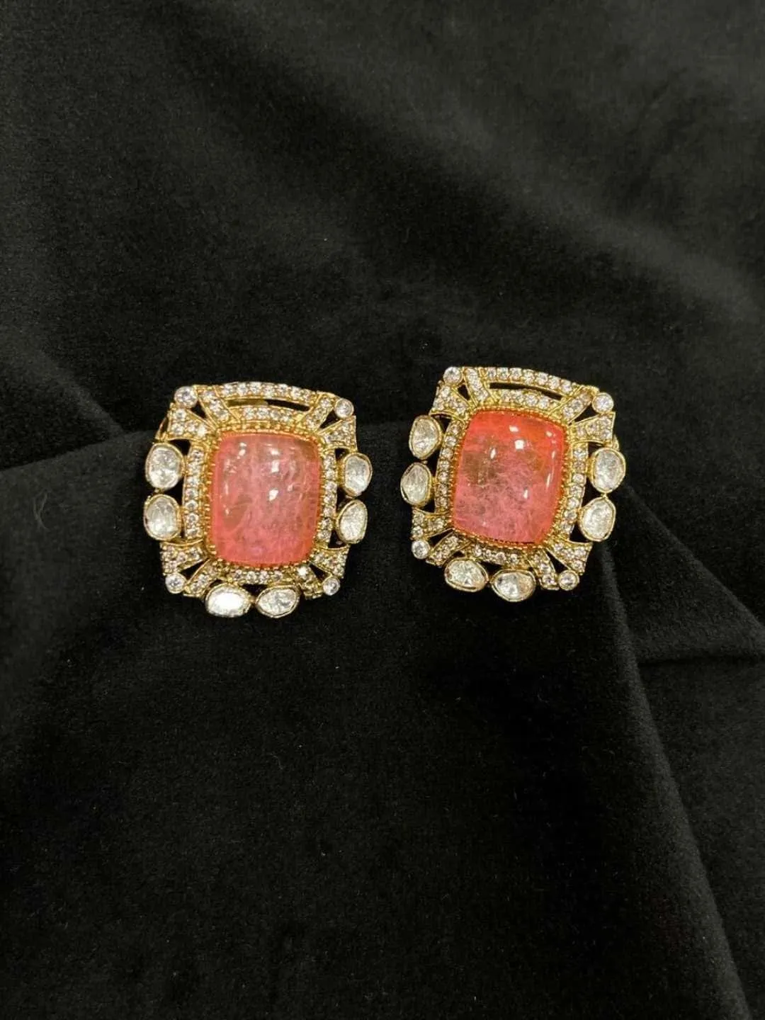 Vintage Polki Square Studs