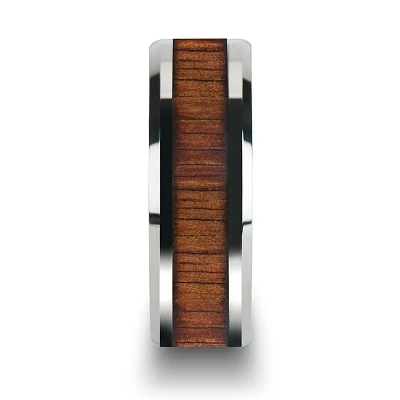 Xander Tungsten Carbide Wedding Band Set With Koa Wood Inlaid - 4mm - 12mm