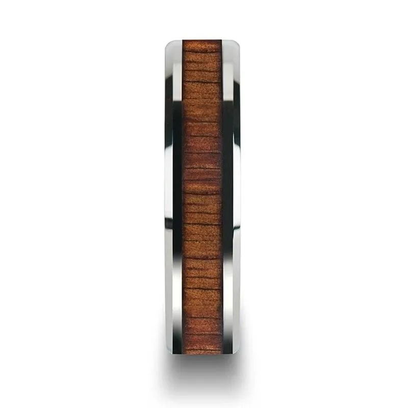 Xander Tungsten Carbide Wedding Band Set With Koa Wood Inlaid - 4mm - 12mm