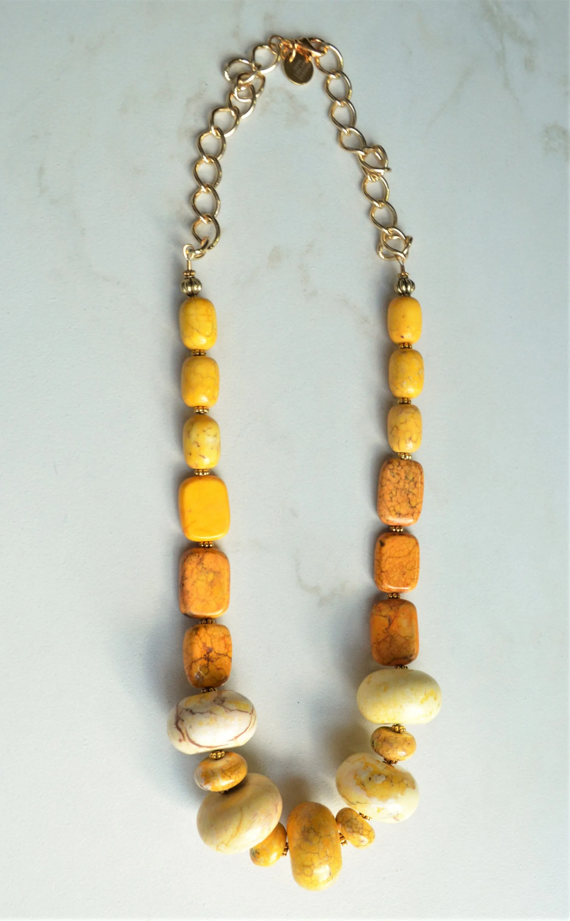 Yellow Long Beaded Stone Chunky Bohemian Statement Necklace - Ultimo