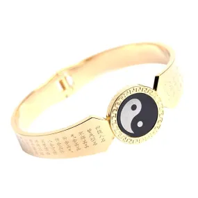 Yin & Yang Energy Spell Mantra Titanium Steel Bangle